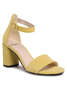 Vagabond Yellow Suede Ankle-Strap Block Heel